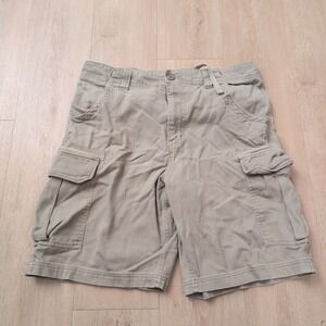 VTG Bugle Boy Jean Co Mens Size 34 Khaki Tan Cargo Shorts 100% Cotton Y2K Baggy